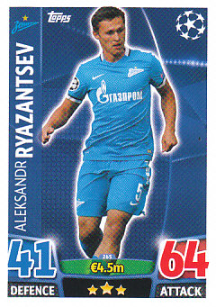 Aleksandr Ryazantsev Zenit Petersburg 2015/16 Topps Match Attax CL #265